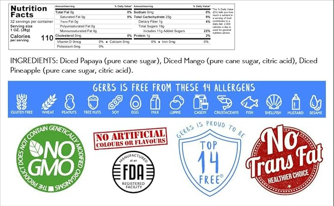 Gerbs Tropical Dried Fruit Snack Mix 2 lbs. | Unsulfured, No Additives, Resealable Bag | Lightly Sweet & Juicy Blend | Top 14 Allergen-Free