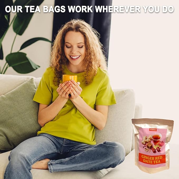 40 Bags Ginger Red Date Tea, Caffeine-Free Natural Ingredients Herbal Tea Bags, No Additives, Daily Enjoyment Tea for Women