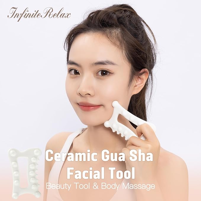 Advanced Ceramic Gua Sha Facial Tool, Skin Care for Women Men, Face Body Guasha Massage Tool Gift for Mom (Facial Massager)