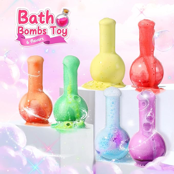 MeCids Magic Potion Bubble Bath Bombs for Kids -Bath Color Tablets Bath Potions for Toddlers Ages 4-12 Fun Science Kit Gift for Birthday, Halloween,Christmas- 6 Pack