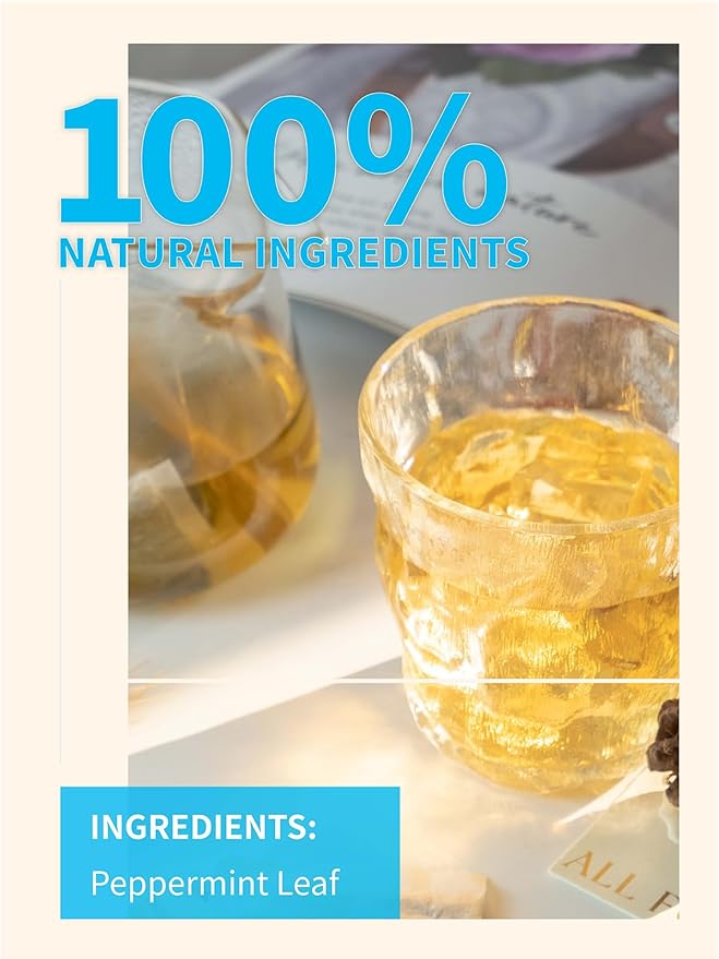 TeeLux Peppermint Tea Bags, Natural Peppermint Herbal Tea, Refreshing & Soothing Mint Tea, Caffeine Free, 100 Count