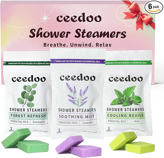 Shower Steamers Aromatherapy 6 Pack Gifts for Women Mom Men, Gifts for Her Stress Relief Home Spa, Birthday Gift Lavender Natural Essential Oil Self Care Relaxation Shower Bombs Teen