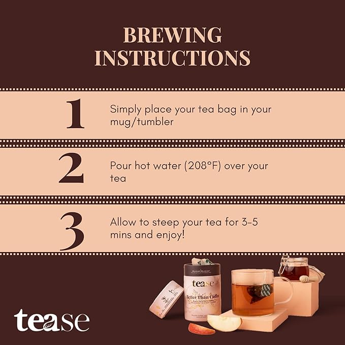 Tease Tea Organic Black Tea - Better Than Coffee Herbal Tea, Redefine Your Mornings, Organic Black Loose Leaf Herbal Tea Made with Apple, Blackberry Leaves for a Perfect Daily Boost