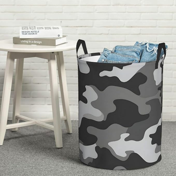 Laundry Basket Simpel Camouflage Collapsible Large Capacity,63L Dirty Clothes Basket Durable Lightweight Hamper With Handles Ideal For Clothes,Toys Home Organization size19.6"L x 15.7"W