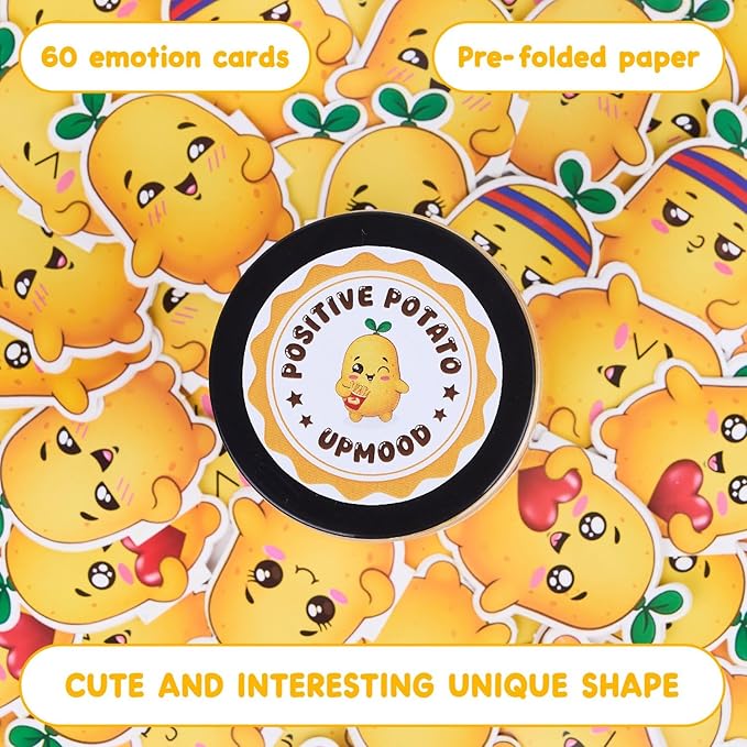 Positive Potato Jar – 60 Motivational Messages & Affirmation Cards with Standee | Cute Desk Decor & Just Because Gift for Women, Coworkers, Teachers | Daily Encouragement, Emotional Support