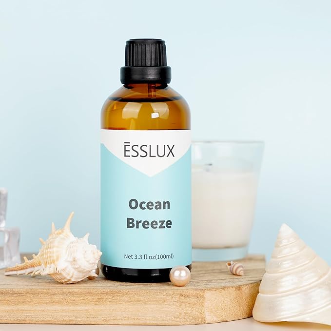 Ocean Breeze Fragrance Oil, ESSLUX Large Single Scented Oils 100 ml (3.3 oz), Fresh Sea Aromatherapy Essential Oils for Home for Diffuser, Massage, Soap, Candle Making Scents