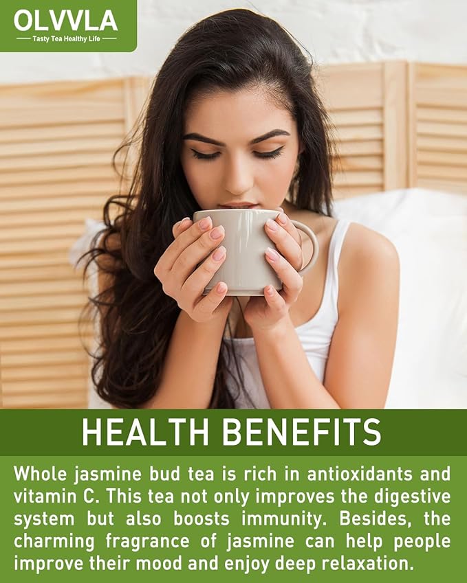 Olvvla - Dried Jasmine Flowers - 3oz/85g - 100% Natural Jasmine Tea Edible Flowers - Pure Jasmine Buds Loose Leaf Herbs - Non-GMO - Natural Fragrance