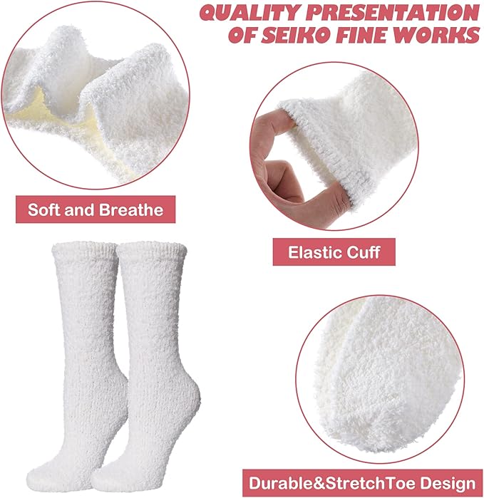 LINEMIN Womens Fuzzy Socks Cozy Fluffy Winter Warm Slipper Socks Microfiber Soft Home Sleeping Socks