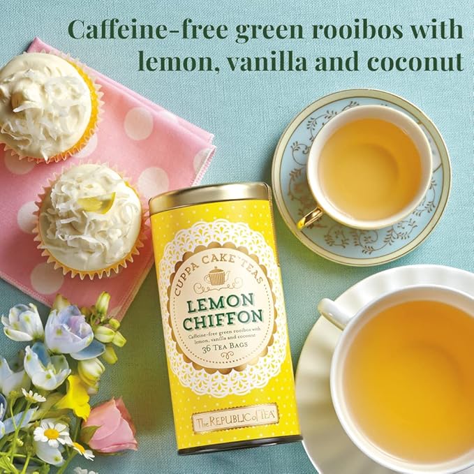 The Republic of Tea Lemon Chiffon Cuppa Cake Tea, 250 Tea Bags, Decadent Herbal Green Rooibos Tea