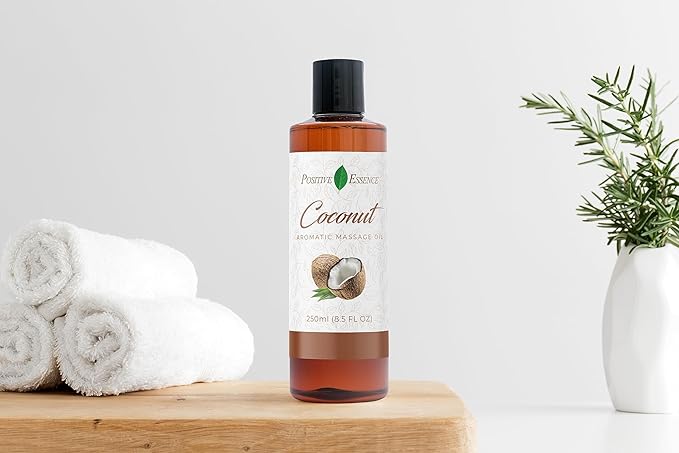 Relaxing Coconut Massage Oil, Made with Jojoba Oil, Sweet Almond Oil, Vitamin E and Extra Virgin Coconut Oil, Relaxing Gifts for Women or Natural Body & Mind Relaxation, Aromatic