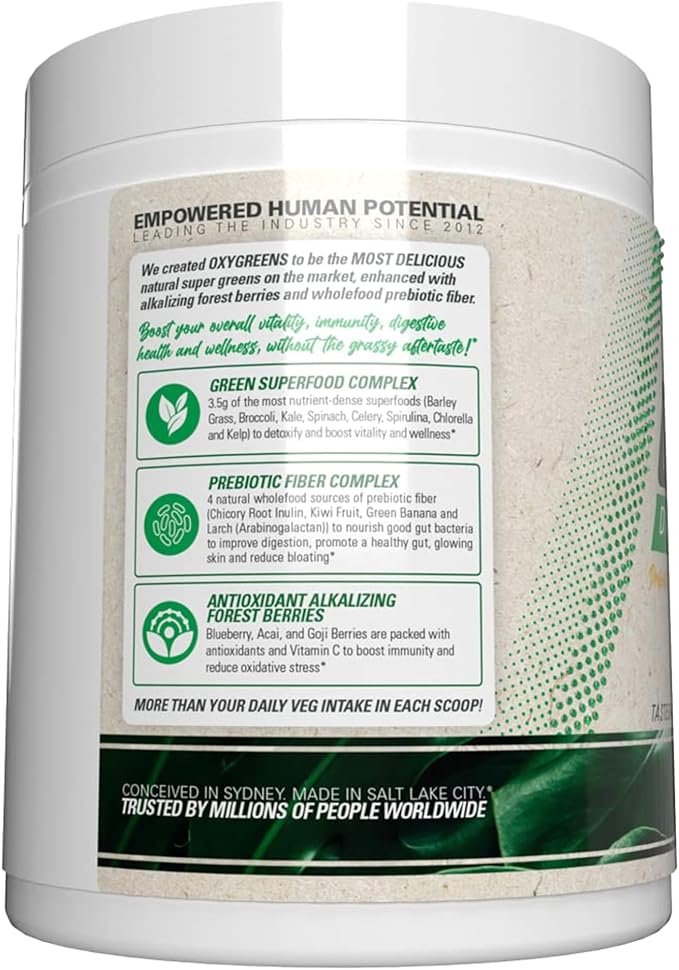 EHP Labs OxyGreens Super Greens Powder - Spirulina & Chlorella Superfood, Green Juice Powder & Greens Supplements with Prebiotic Fibre, Antioxidants & Immunity Support, 30 Serves (Passionfruit)