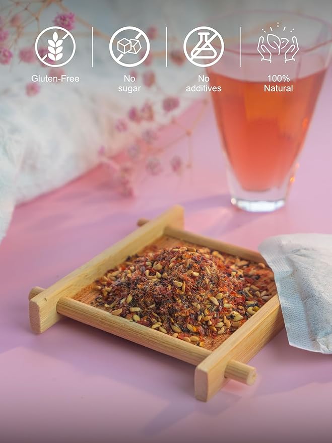 TeeLux Rosehip & Hibiscus Tea Bags, 2.5g/bag, Slight Tart Taste & Fruity Flavor, Caffeine Free, 60 Count