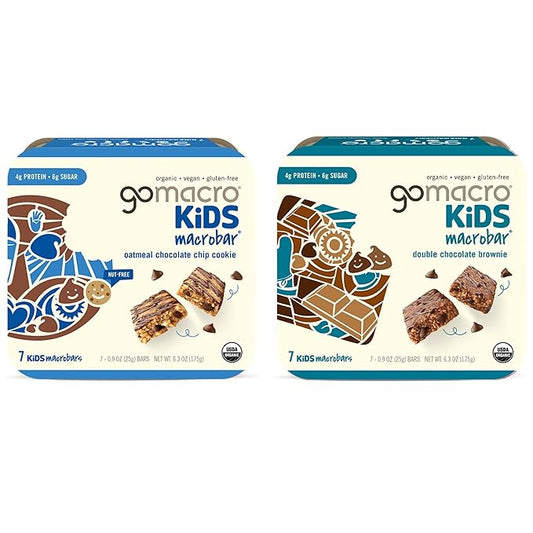 GoMacro MacroBar Organic Vegan Protein Bars - Mint Chocolate Chip & Oatmeal Chocolate Chip (2.3 Ounce Bars, 12 Count) (Pack of 2)