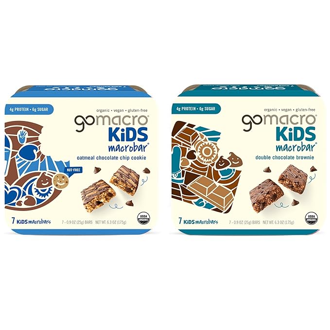 GoMacro MacroBar Organic Vegan Protein Bars - Mint Chocolate Chip & Oatmeal Chocolate Chip (2.3 Ounce Bars, 12 Count) (Pack of 2)