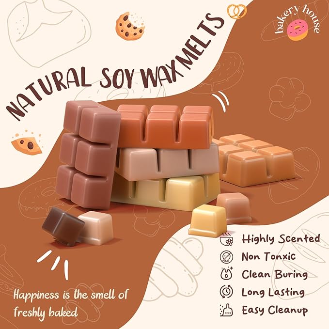 ARVIDSSON Scented Wax Melts, Bakery Soy Wax Melts Cubes for Wax Warmer, Fall Scented Wax Melts, Strong Scent Autumn Fragrance Wax Tarts - Pumpkin Pie, Apple Cinnamon, Vanilla Cupcake and More