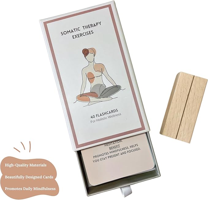 40 Somatic Therapy Exercise Cards - Mindfulness and Coping Skills Cards for Anxiety and Stress Relief | Emotional Healing, Grounding and Meditation Tool for Body Awareness | Perfect Self-Care Gift