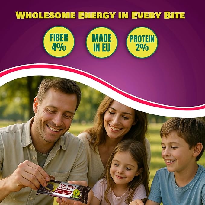 Ambrozia Vegan Snack Bars – Healthy Snack Plum-Filled Bar | Clean-Label, No Added Sugar, Handcrafted in EU | Healthy Romanian-Inspired Fruit Bar for Kids & Adults | 10 x 60g Individually Wrapped