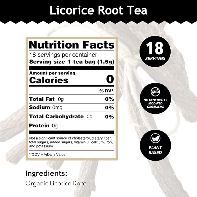 Buddha Teas - Organic Licorice Root Tea - Herbal Tea - For Health & Wellbeing - Immune Health & Digestion Support - Clean Ingredients - Caffeine Free - OU Kosher - 18 Tea Bags (Pack of 1)