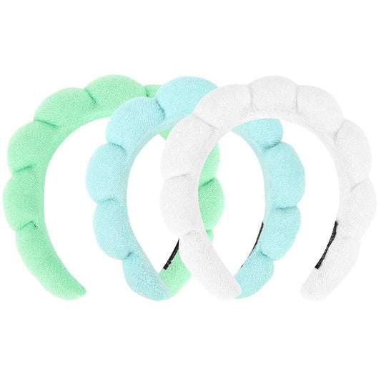 Spa Headband, 3 Pack Soft Terry Cloth Hairband for Washing Face, Skincare Headbands Makeup Headband, One Size Fits Most, Women