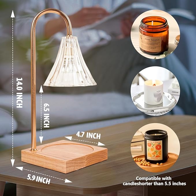 GEEZO Fragrance Candle Warmer Lamp,Electric Candle Warmer with Timer & Dimmer,Mom Christmas Birthday Gifts for Women, House Warming Gifts New Home Bedroom Decor