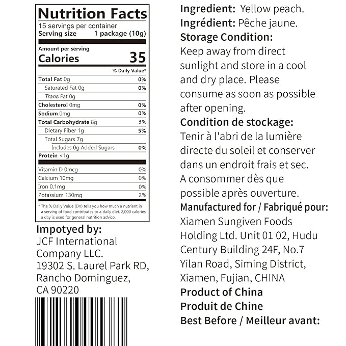 ONETANG Freeze-Dried Fruit Yellow Peach Chips, 9 Pack Single-Serve Pack, Non GMO, Kosher, No Add Sugar, Gluten free, Vegan, Holiday Mothers Day Gifts, Healthy Snack 0.35 Ounce