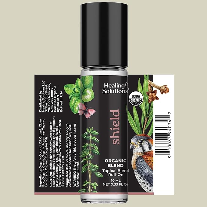 Healing Solutions – Shield Blend Essential Oil, Roll on Perfume, Essential Oil Roller, Clove Oil, Travel, Aromatherapy Oils – Organic USDA Certified – 10ml