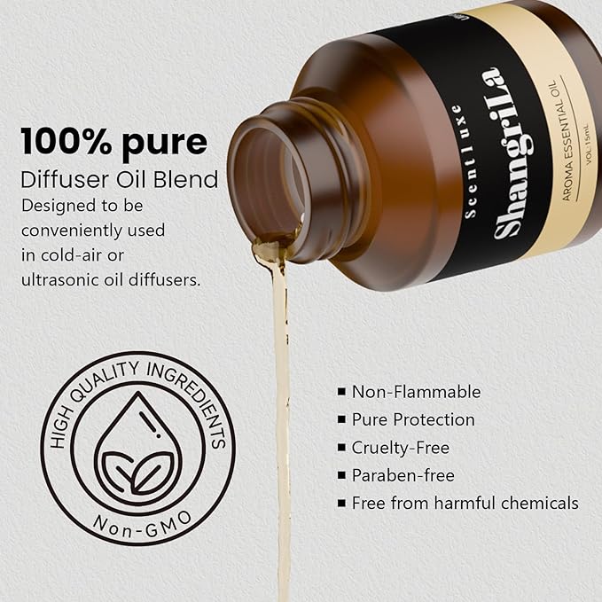 ShangriLa Inspired Hotel Essential Oil & Diffuser Oil - Lemon, Cypress & Ambergris Aromatherapy Blend for Home Luxury 15mL Premium Fragrance Oils for Ultrasonic/waterless Scent Diffusers