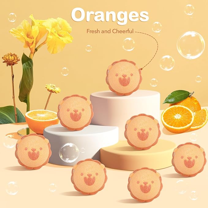 SHUCHING 14 Pcs Lion Bath Bombs with Surprise Inside, Natural and Organic Bubble Bath Fizzy Balls, Birthday Christmas Halloween Gifts Set