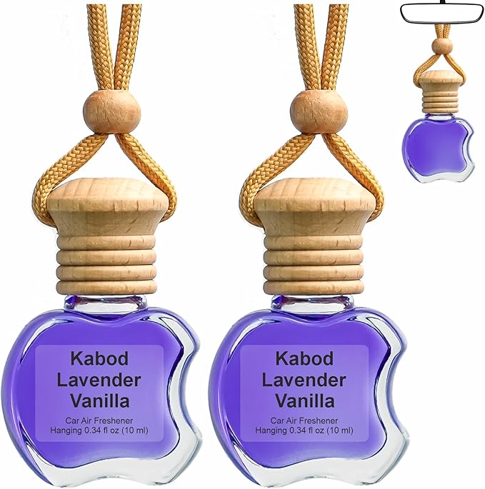 Kabod Premium Lavender Vanilla 2‑Pack Car Air Freshener | Hanging Essential Oil Diffuser | Natural Long‑Lasting Lavender Vanilla Scent | Odor Eliminator | 10 ml Each