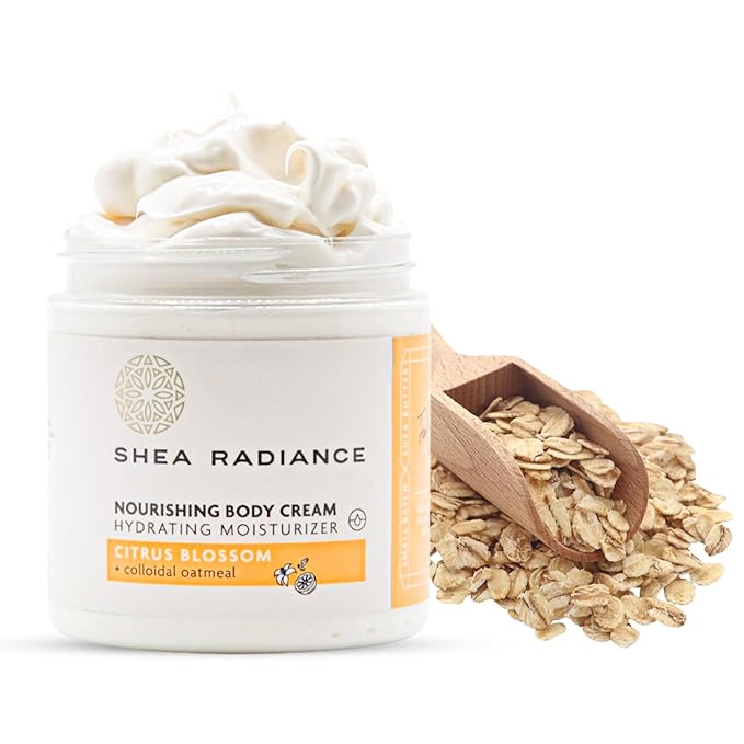 Shea Radiance Nourishing Body Cream with Colloidal Oatmeal | Hydrating Moisturizer for Sensitive Skin | Gentle Hydration with Long Lasting Moisture | Citrus Blossom 8 oz