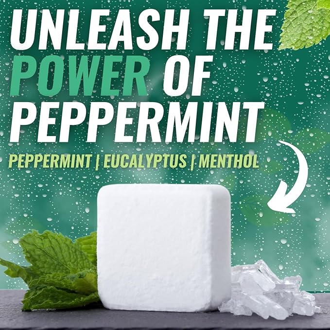 Mountain Mint Shower Steamers 7 Pack – Made in USA with Extra Strong Scent- Essential Oil Aromatherapy with Eucalyptus, Peppermint & Menthol - Refreshing Scent for Stress Relief