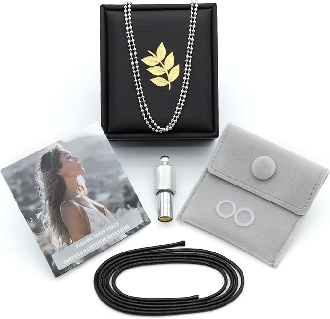 Anxiety Necklace 528 Hz Breathing Meditation Whistle Mindfulness Device for Stress Relief Calm Meditation Adjusting Breathing Anxiety Relief Necklace, Stress Relief Gift for Men and Women