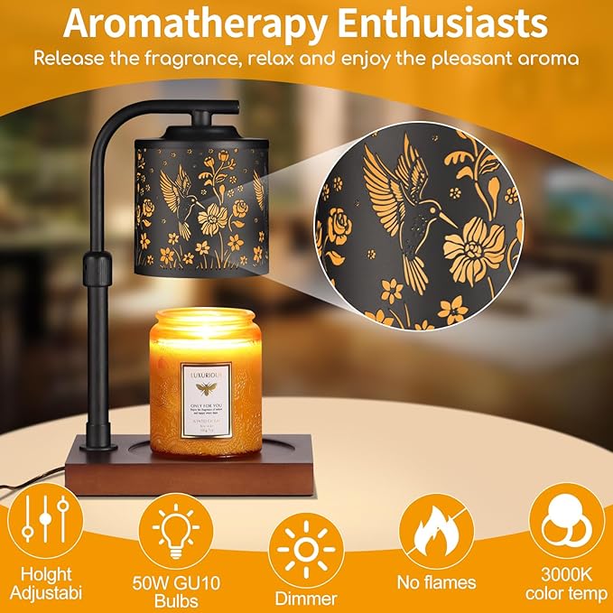 Candle Warmer Lamp with Adjustable Height Dimmable for New Home Decor Electric Candle Warmer for Jar Candles Birthday Gifts for Women Mom(Hummingbird)