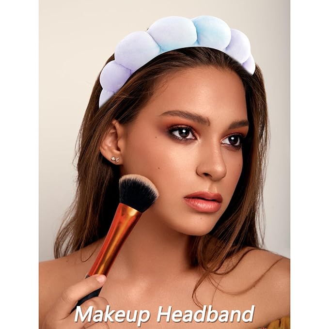 VELSCRUN Spa Headband, Makeup Face Wash Skincare Headbands, 5 Pcs Light Colorful Sponge Bow Tie Get Ready HairBand Facial Wristband Hair Clips Set, Stuff for Teen Girls Women Trendy Hair Accessories