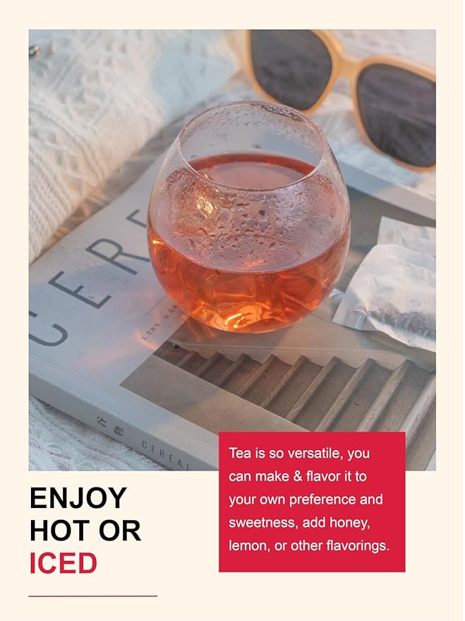 TeeLux Rosehip & Hibiscus Tea Bags, 2.5g/bag, Slight Tart Taste & Fruity Flavor, Caffeine Free, 60 Count