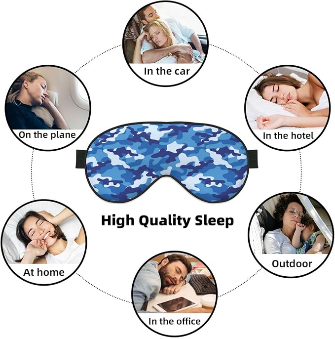 Abstract Blue Camouflage Sleeping Eye Mask Eye Mask for Sleeping Soft Comfort Eye Shade Blackout Eye Cover for Deep Rest Travel Nap Meditation