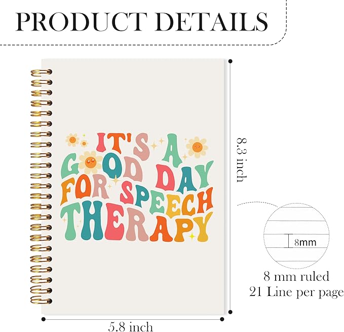 Colorful Speech Therapy Notebook, Therapy Journal Notebook for Therapists Counselors, Speech Language Pathologist SLP Gifts, Mental Health Journal for Women, 5.5x8.3