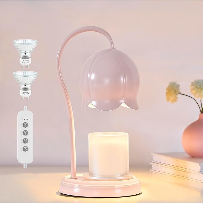 Candle Warmer Lamp Pink, Dimmable Scented Wax Melt Warmer with Timer, Lamp Candle Warmer for Womens Gifts, Housewarming Gifts for Home Bedroom Decor, Xmas Birthday Gifts for Mom