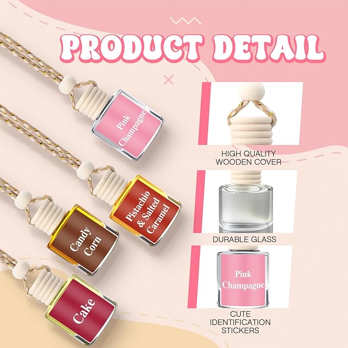 Maxdot 4 Pcs Cute Car Air Freshener Hanging Fall Car Essentials Oil Diffuser Long Lasting Air Freshener Aromatherapy Vehicle Diffuser Automobile Scents Fragrance(Dessert and Sweet Collection)
