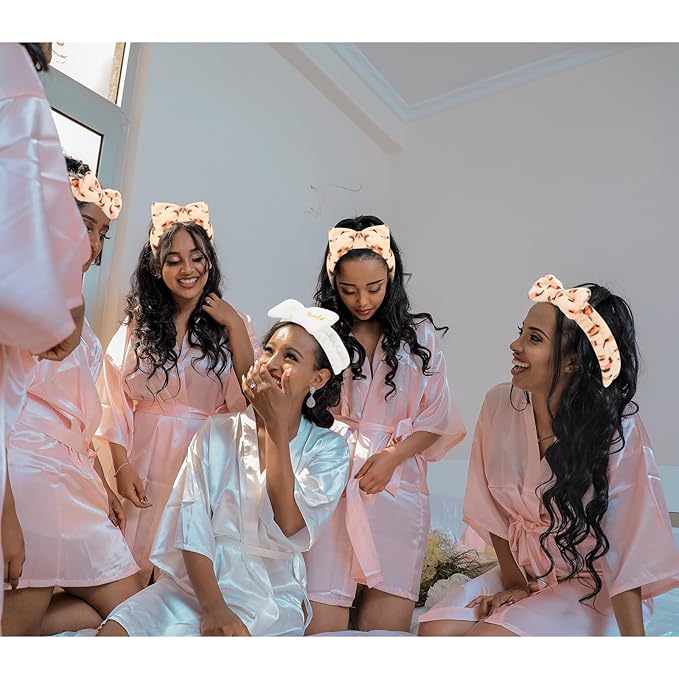 CIEHER Spa Headbands for Bachelorette Party Favors, 8 Pcs Leopard Print Spa Headbands for Bride & Bridesmaid, Bachelorette Gifts for Bride's Skincare & Makeup