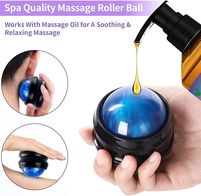 Stocking Stuffers for Men Women-3 Pack Massage Oil for Massage Therapy,Sore Muscle Arnica Oil & Relaxing Lavender Oil & Ginger Oil Lymphatic Drainage & Massage Ball,Massage Kit Mens Christmas Gifts