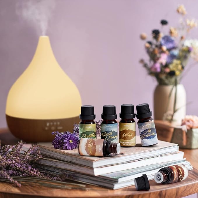 Essential Oil Blends, Harmony Essential Oil Set - Breathe, Sweet Dream, Relax, Happy, Focus, Air Freshening, Essential Oils for Diffusers for Home, Candle Making, Freshie Scents, Aromatherapy