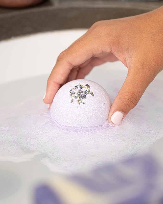 February Birthstone Amethyst 3 Piece Gift Set All Natural Bar Soap, Bath Bomb, Shower Steamer Made in USA Palm Oil Free