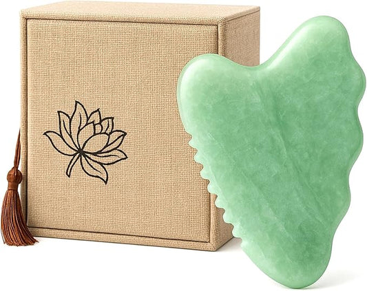 Gua Sha Facial Tools,Jade Gua Sha Stone Comb Edge, Guasha Tool for Face Jawline Sculpting Gifts