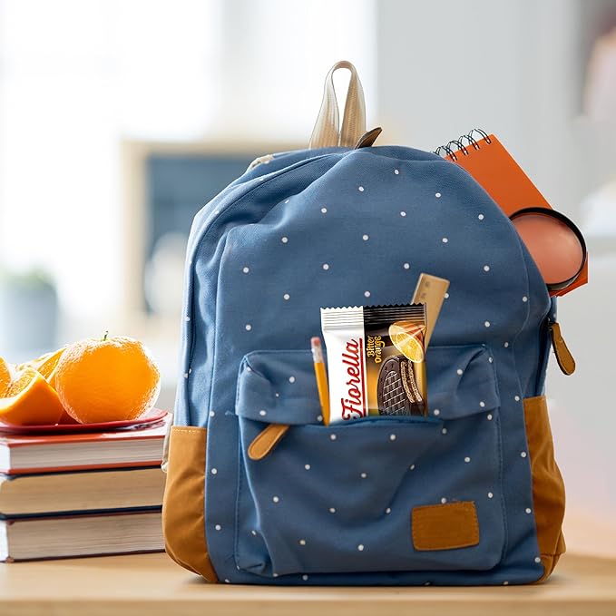 Fiorella Crunch Wafer Cookies, Dark Chocolate Covered Crispy Thin Crunch Wafers with Orange Cream Filling, Chocolate Biscuits, 18 Individually Wrapped Snacks, Pack of 1