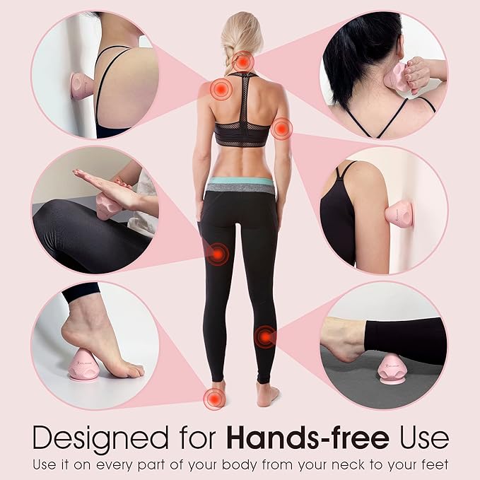 Solacium Mountable Massage Therapy Tool - Multi-Surface Suction Cup Wall Massage Tool for Sore Muscles, Myofascial Release, Stress Relief, Trigger Point and Deep Tissue Massage (Pink)