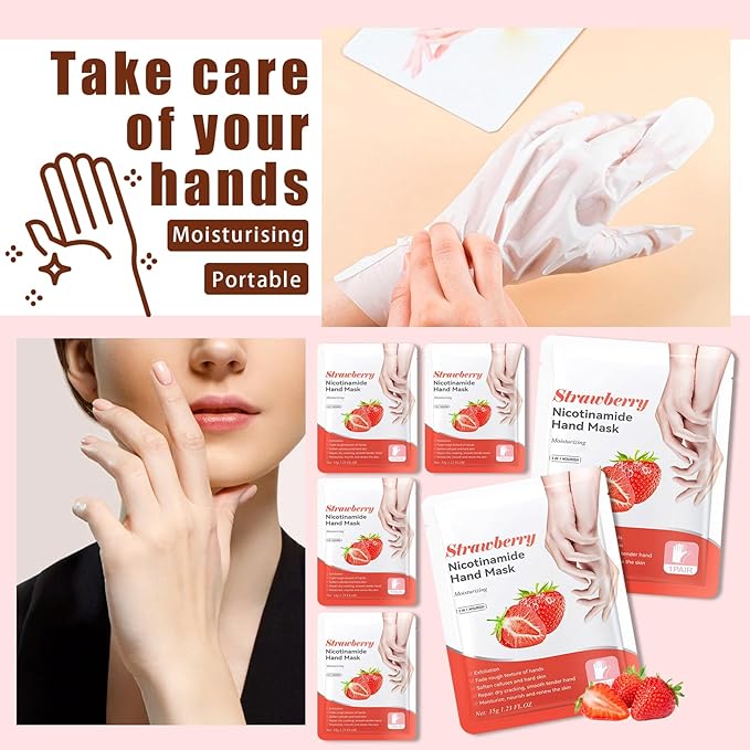 6 Pairs Hand Mask for Dry Cracked Hands,Nourishing Moisturizing Gloves,Hands Moisturizer for Deep Moisturizing,Silky Smooth Moisturizing Gloves,Hand Care Mask Set(J)