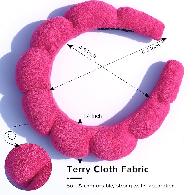 Spa Headbands: Makeup & Face Wash Headbands for Skincare, Masks, and Treatments - Terry Cloth, Puffy Design