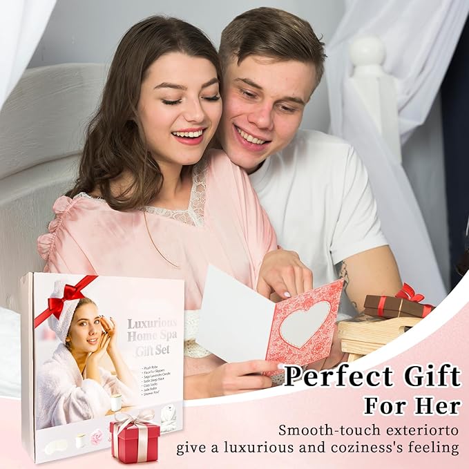 Birthday Gifts for Women,Spa Robe and Slippers Set, Bathrobe With Silky Satin Sleep Mask, Scented Candle Self Care 7 Pack Suitable for Christmas Thanksgiven Day Grey