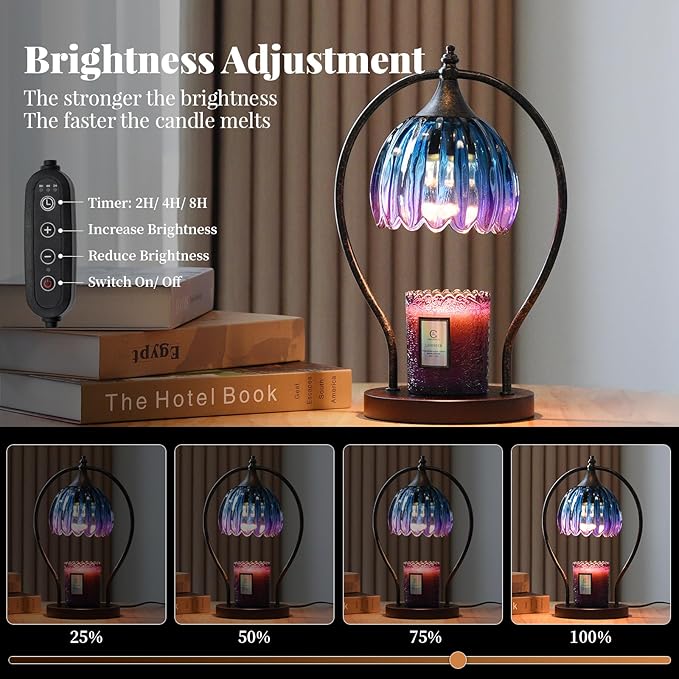 Timer Candle Warmer Lamp: Dimmable Candle Warmer Wax Melts Warmers for Jar Candles with 2 Bulbs, Birthday Gifts for Men Women, House Warming Gifts New Home Decor for Bedroom Living Room